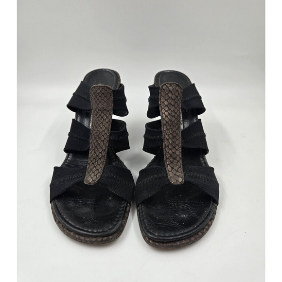 Donald J Pliner Slip On Mesh Elastic Leather Snake Sandals Size 7 M Black - Picture 2 of 10